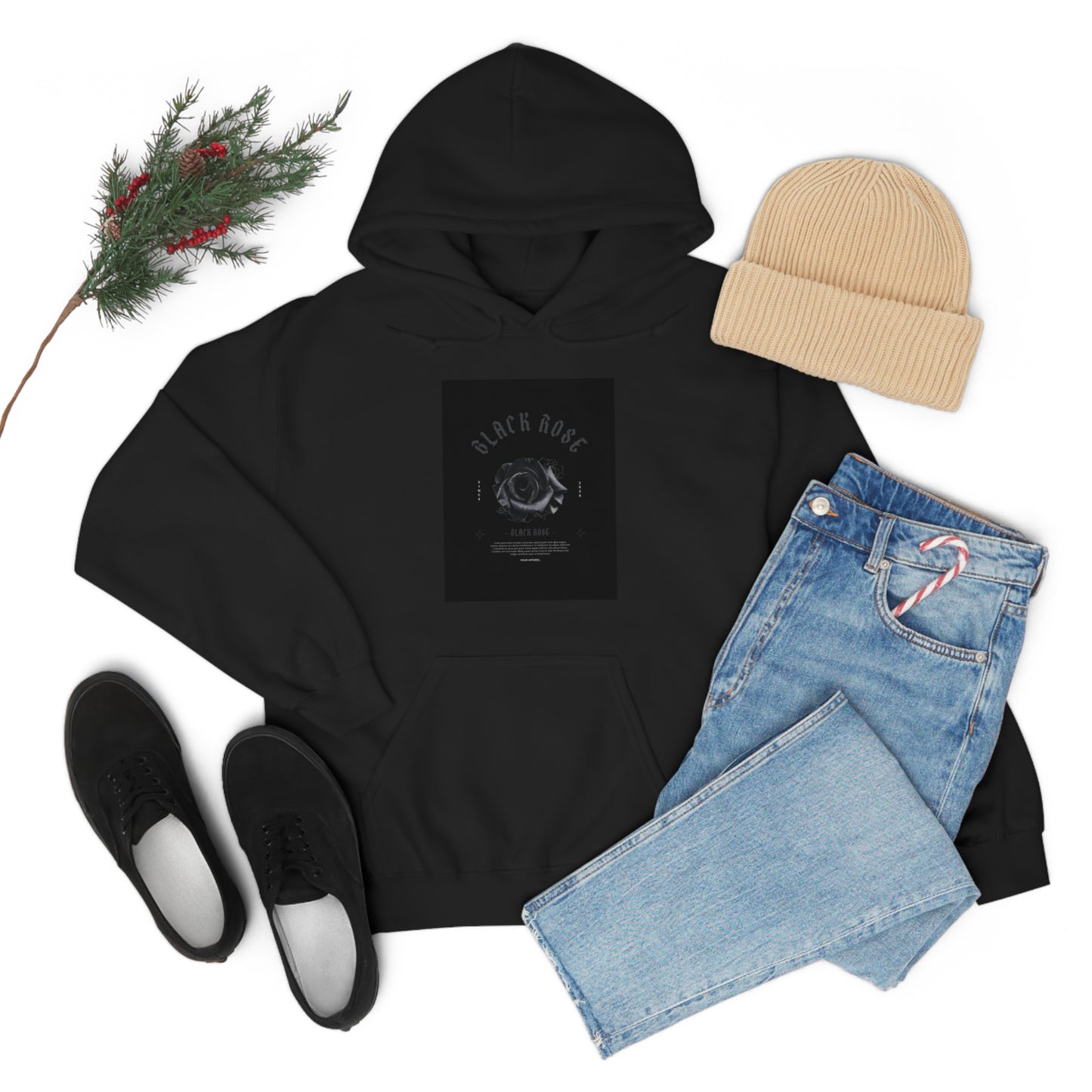 Black rose Hooded Sweatshirt